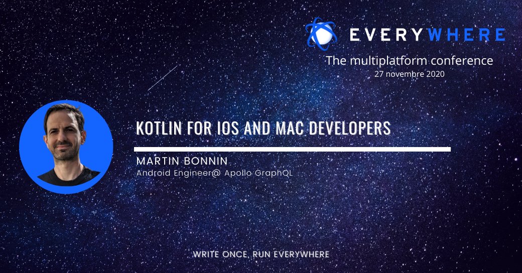 #LIVE NOW ! 🎙️Kotlin for iOS and Mac developers by <a href="/martinbonnin/">Martin Bonnin</a> from <a href="/apollographql/">Apollo</a>
This talk will be about using #Kotlin on #Apple devices and show how to build business logic with Kotlin native and UIs with Compose Desktop.

#Register : bit.ly/38HEM4O