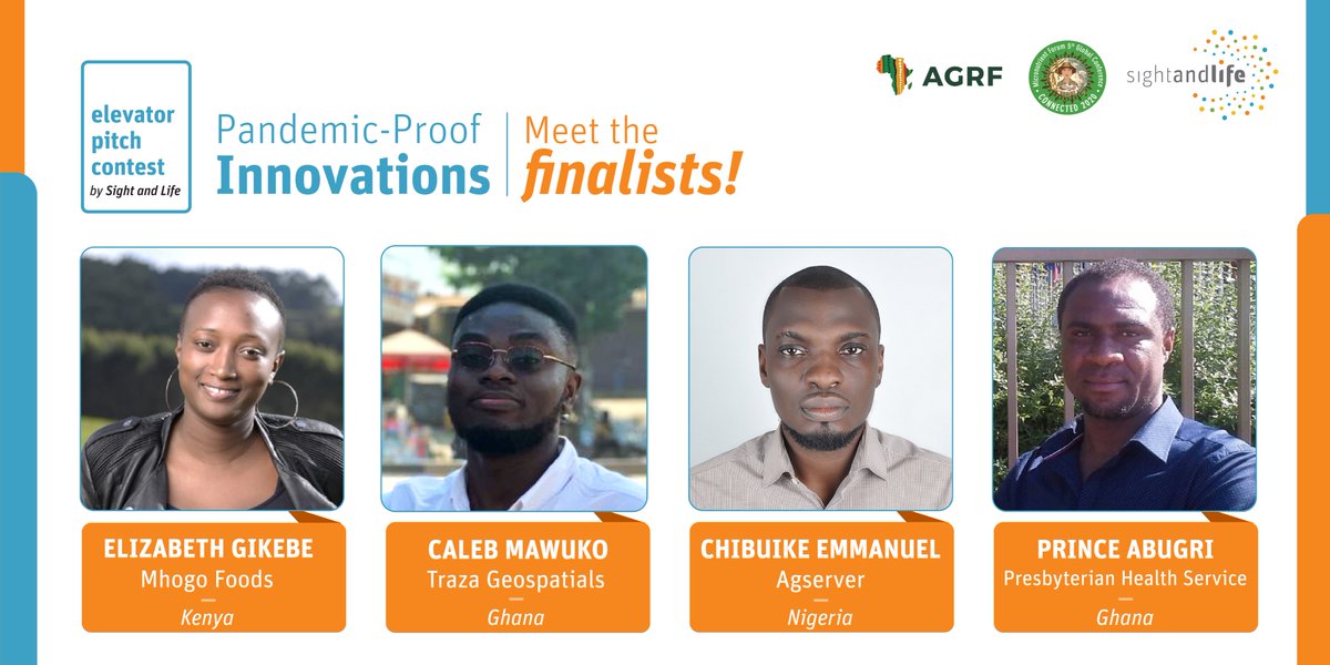 SightandLife's tweet photo. Announcing the 4⃣ finalists for the next Elevator Pitch Contest hosted by #SAL + @TheAGRF. Join us on Friday, Dec 4 at 13:30 CET as these 4⃣ young entrepreneurs pitch their #pandemic-proof innovations to an expert panel of judges 👉 https://t.co/gqdElG8FYx #PitchSAL https://t.co/wUqrGUnDt8