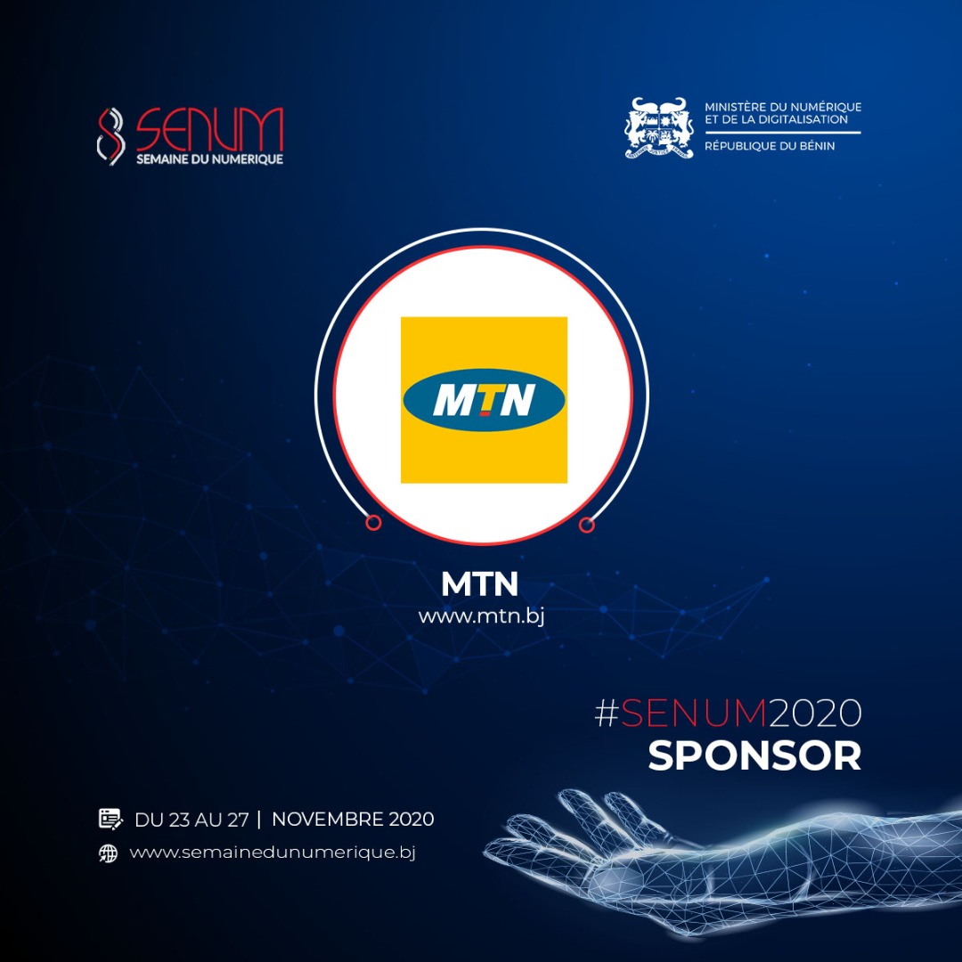 Senum_Benin's tweet photo. L’organisation de l’édition 2020 de la Semaine du Numérique a été possible grâce au soutien de nos partenaires et sponsors.

Merci à @MTNBenin  pour l’accompagnement.

#SENUM2020 #BeninNumérique https://t.co/P7u7KuvCCZ