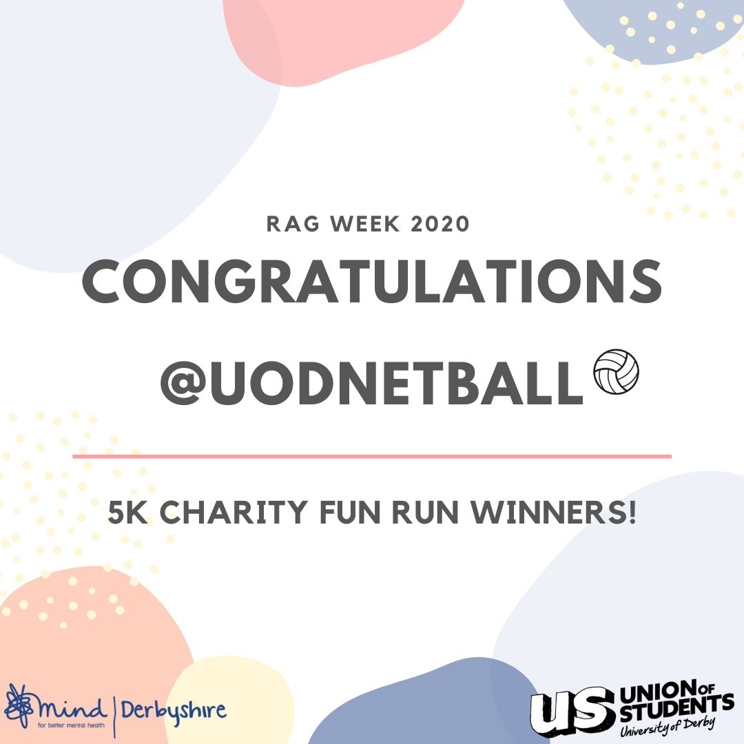 Congratulations to netball for winning the 5K charity fun run!

#charity #funrun #rag #derby #uod #netball