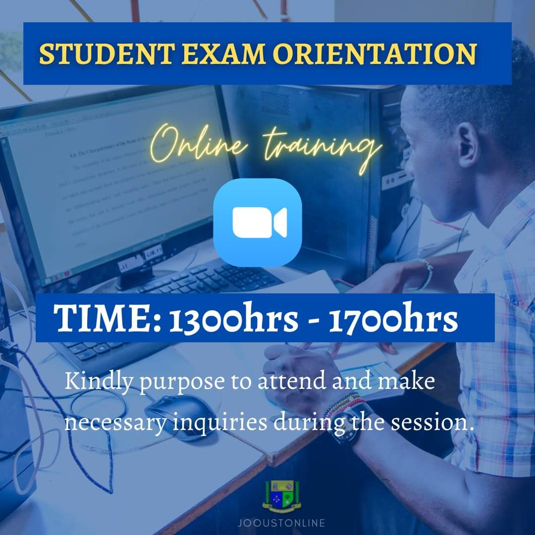 Jooustonline's tweet photo. Good afternoon! Kind notice to our 3rd Years, beginning their exams on 30th. There's a training on how how to take the exams virtually between 1p.m and 5pm. Please join through this link:
https://t.co/b1DZI5fdmI
Webinar ID: 959 7584 0115
#virtualexams #VirtualTrainings https://t.co/P624g8dW7I