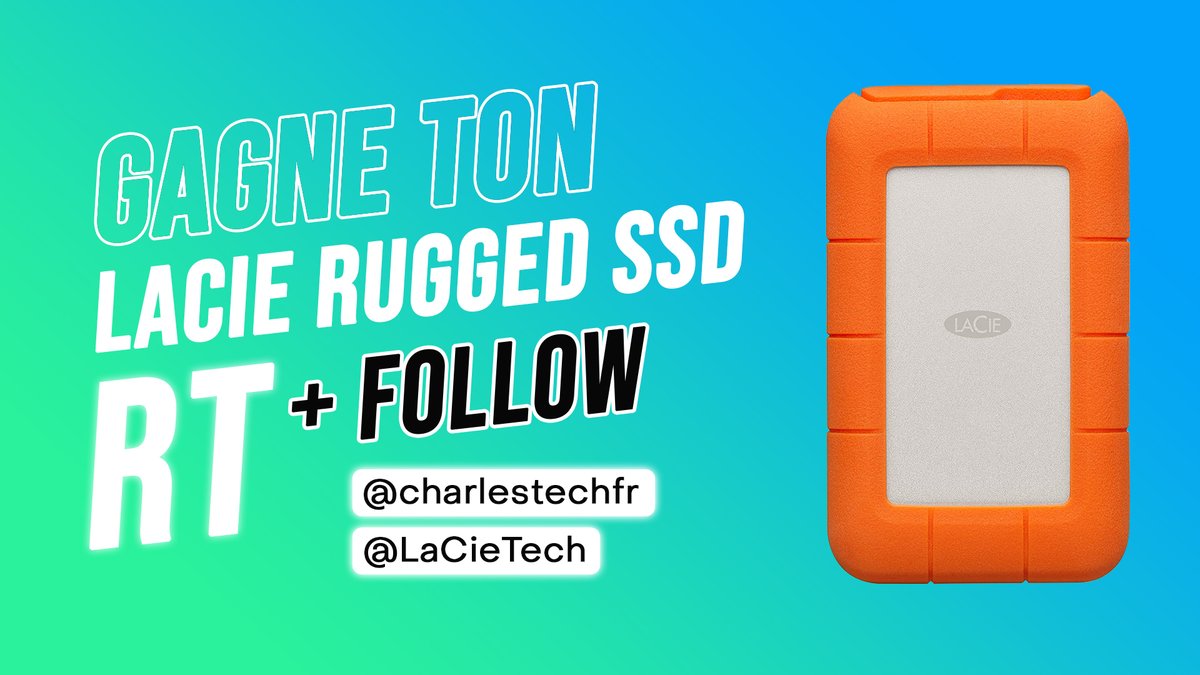 🎁 #CONCOURS | Avec <a href="/LaCieTech/">LaCie</a> on te fait gagner le Rugged SSD ! Tu peux rouler dessus, le faire tomber en tracteur, il est INDESTRUCTIBLE !

💬 TAG un pote en commentaires
🔁 RT le tweet
🔔 FOLLOW 
<a href="/charlestechfr/">Charles Tech</a> et <a href="/LaCieTech/">LaCie</a>
 
TAS le 10/12 au soir #CalendrierDelAvent