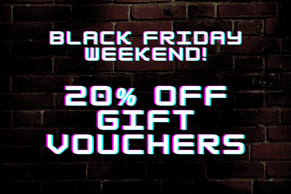 Stuck_Riddle's tweet photo. Another fantastic black friday weekend deal!

Our gift vouchers have no expiry, so they make the prefect present in these uncertain times - and with an extra 20% off how can you go wrong?!

Buy online >> https://t.co/PwfeEemFNz https://t.co/ne80uBomKk