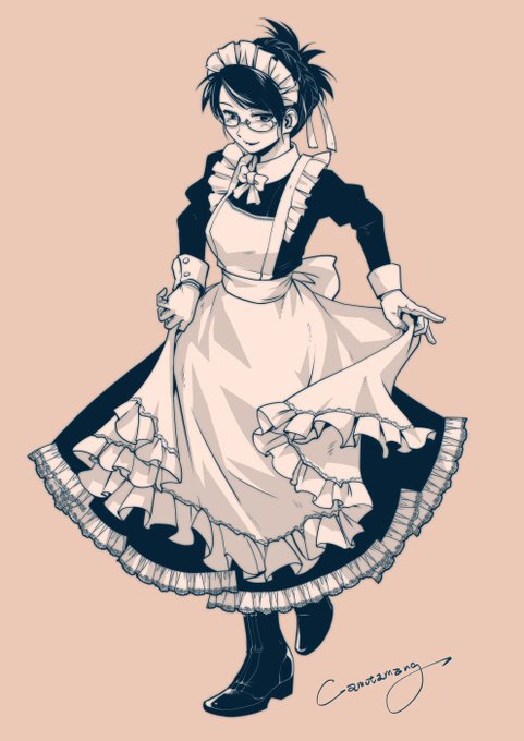 某所に寄稿しようとしたものの、ピタッと来なくてボツにして、コミティアのペーパーに使ったうちの看板メイド。
やっぱりメイドさんは描いてて楽しいネ。 