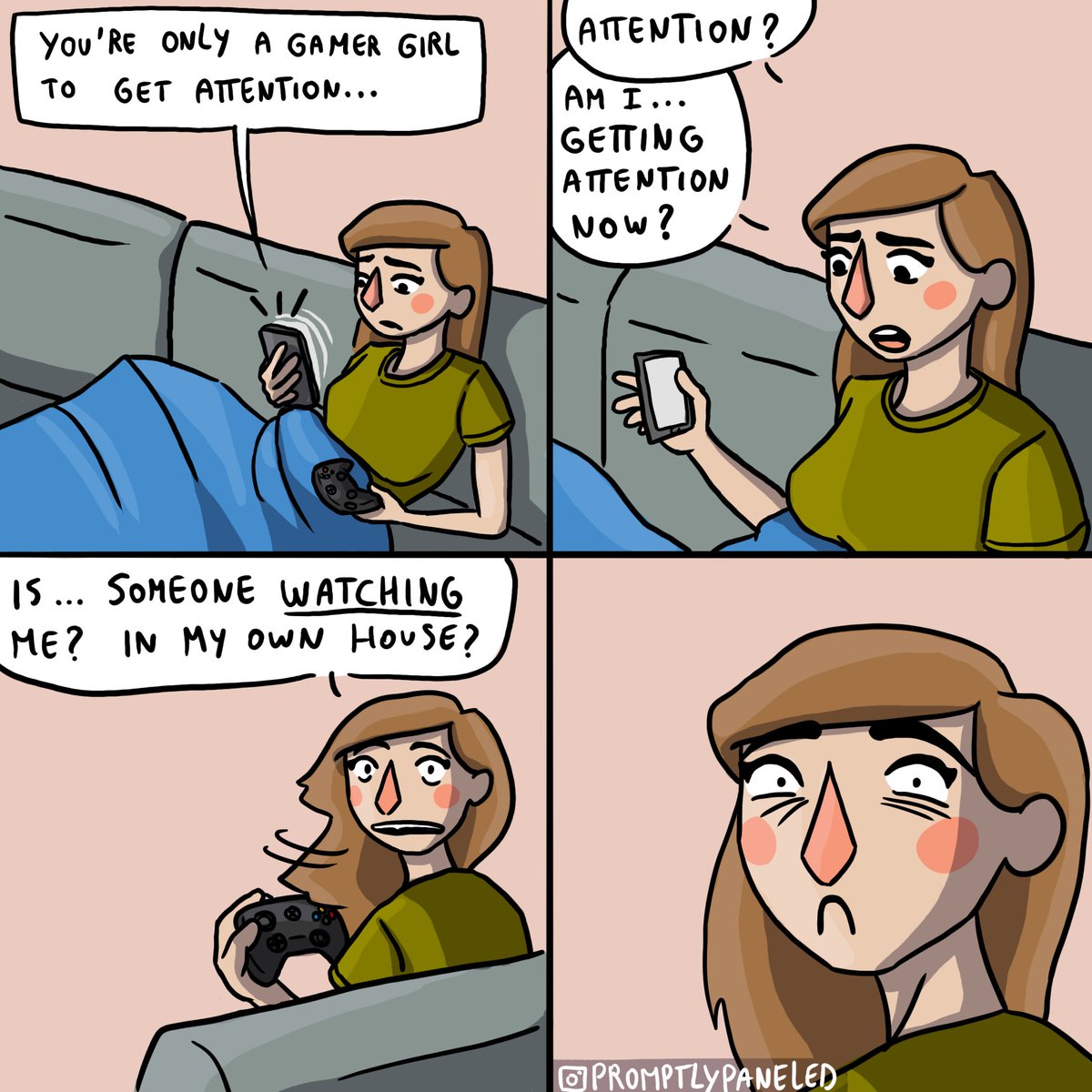 PromptlyPaneled's tweet photo. The real #gamergirl struggle 

#webcomic #OC https://t.co/gz0vst9JZB