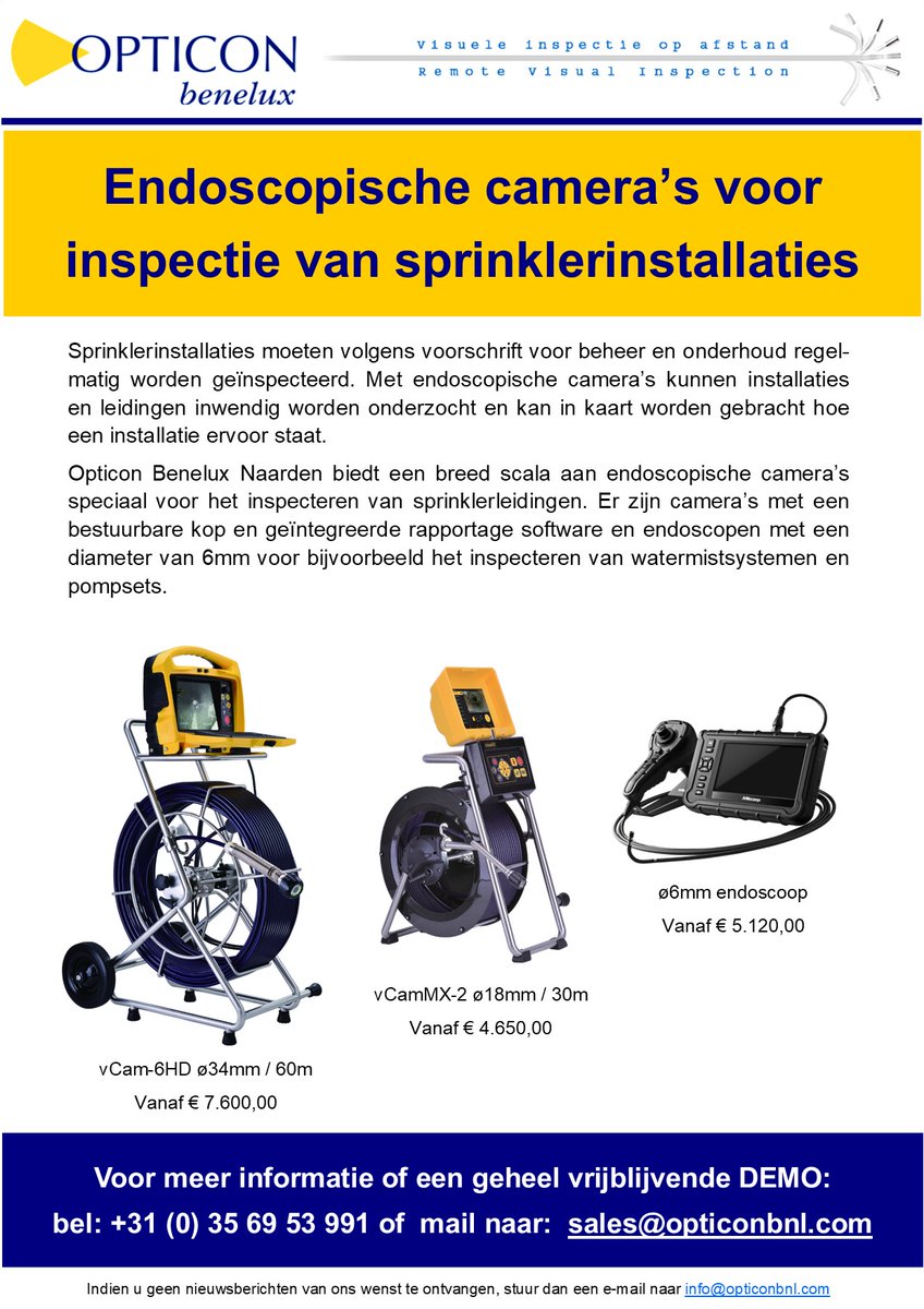 Onze #endoscopische camera's voor het inspecteren van #sprinklersystemen zijn robuust en gemakkelijk te bedienen. #onderhoud