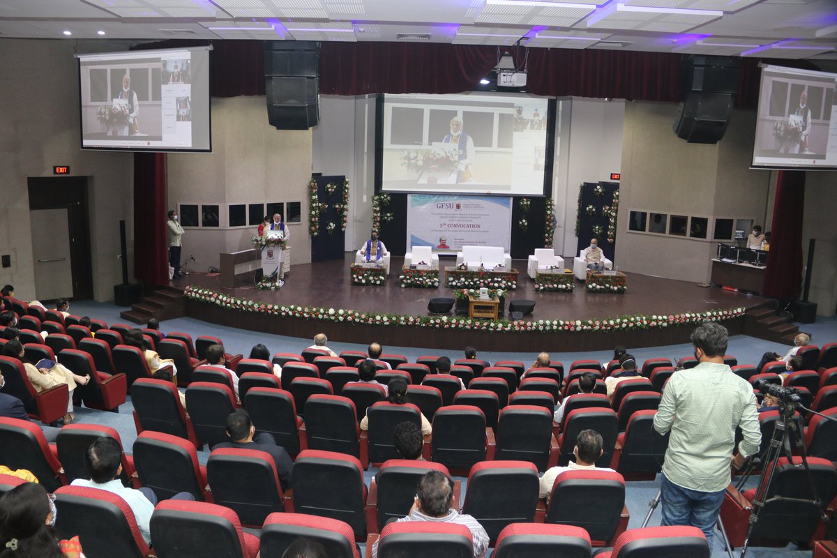 5th e-Convocation (2018-20) of the Gujarat Forensic Sciences University-#GFSU (Now #NFSU) was held on 26th Nov 2020. The Chief Guest was Hon. #Education #Minister, Shri BhupendrasinhJi. The ceremony was presided over by Dr. J. M. Vyas, Hon. Vice-Chancellor of NFSU.

#convocation