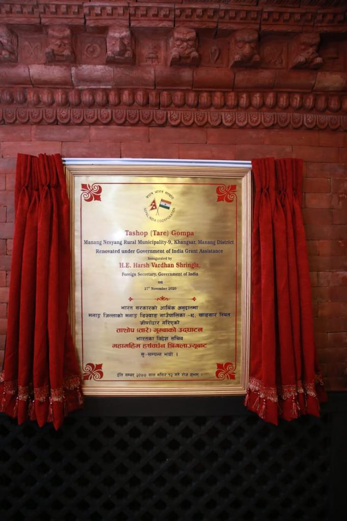 FS  @harshvshringla inaugurated the renovated Tashop (Tare) Gompa Monastery in the Manang district, that was done with Indian assistance and that exemplifies India-Nepal development and cultural cooperation. #IndiaNepalFriendship  @MEAIndia  @PMOIndia [1/2]
