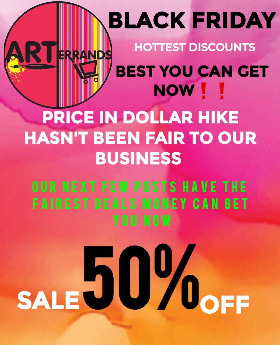 ErrandArt's tweet photo. Hello ART ERRANDERS!! (wahala dey for who no buy our BLACK FRIDAY sales ooh).

We all know the HIKE in dollars has really been a kill joy for us at the this MOMENT, and also affecting our DAILY LIVES and BUSINESS😪. https://t.co/gfdxtRqmMe