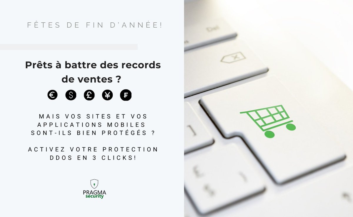 PragmaSecurity's tweet image. Pour une protection multicanale optimale de votre e-commerce en cette période de fêtes de fin d'année, rendez-vous sur Pragma Security: pragma-security.com/index.php/etre…
#ecommerce #cybersecurité #DDoS #networksecurity #waf
