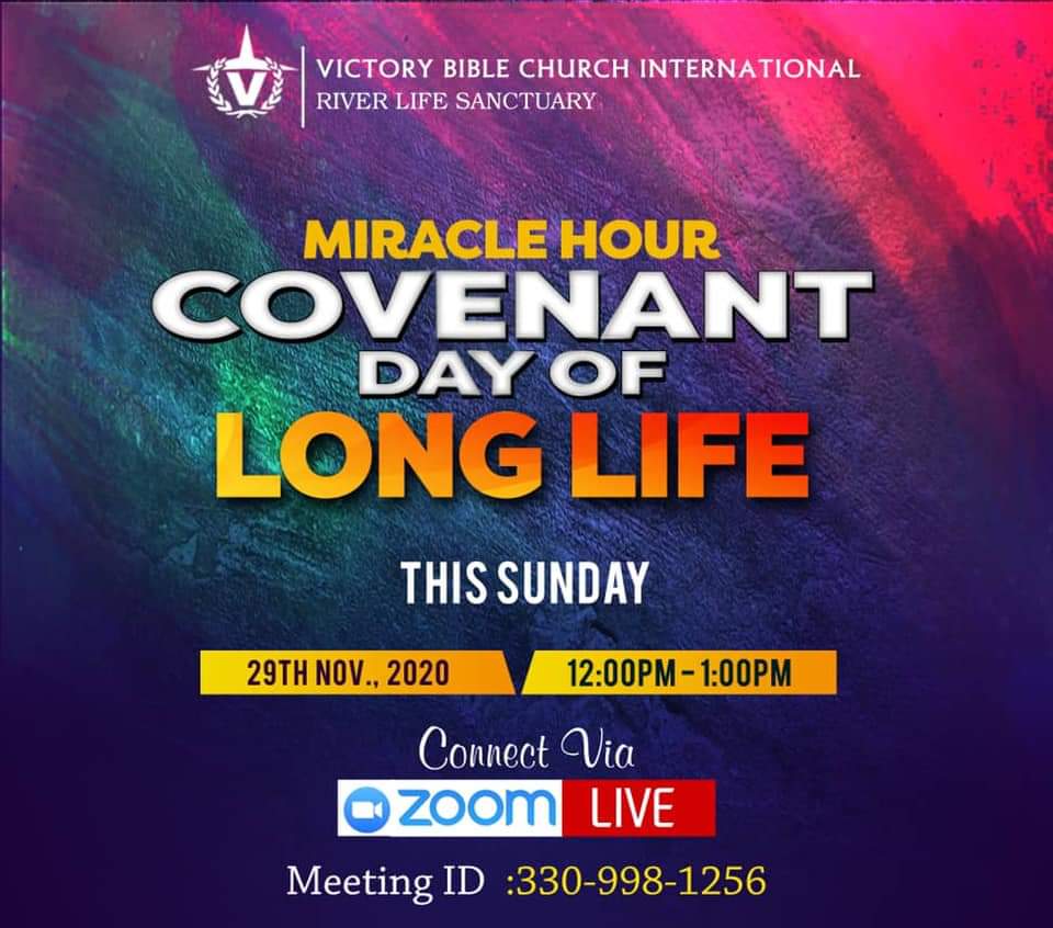 VBCIRiverLife's tweet photo. Join us this Sunday for our Miracle Hour with the theme COVENANT DAY OF LONG LIFE. #vbciRLS #onlinechurch #SundayService #celebration #testimony #miracle https://t.co/CtdhGN9I5t