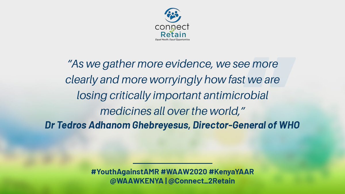 It is estimated that nearly 50 per cent of all antimicrobial use in hospitals is unnecessary or inappropriate.

Source:  Combating Antimicrobial Resistance: Policy Recommendations to Save Lives, Clinical Infectious Diseases, IDSA, 2011 
#YouthAgainstAMR #WAAW2020 #KenyaYAAR