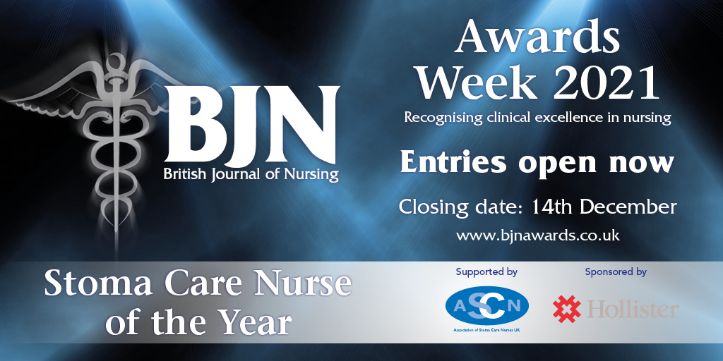 #ASCNUK are delighted to support the <a href="/BJNursing/">BJN</a> Awards 2021. Entries for individuals or teams are now being accepted. Entries will close on Monday 14th December 2020, visit bjnawards.co.uk for more details #stoma #stomacare #Awards #BJNAwards2021