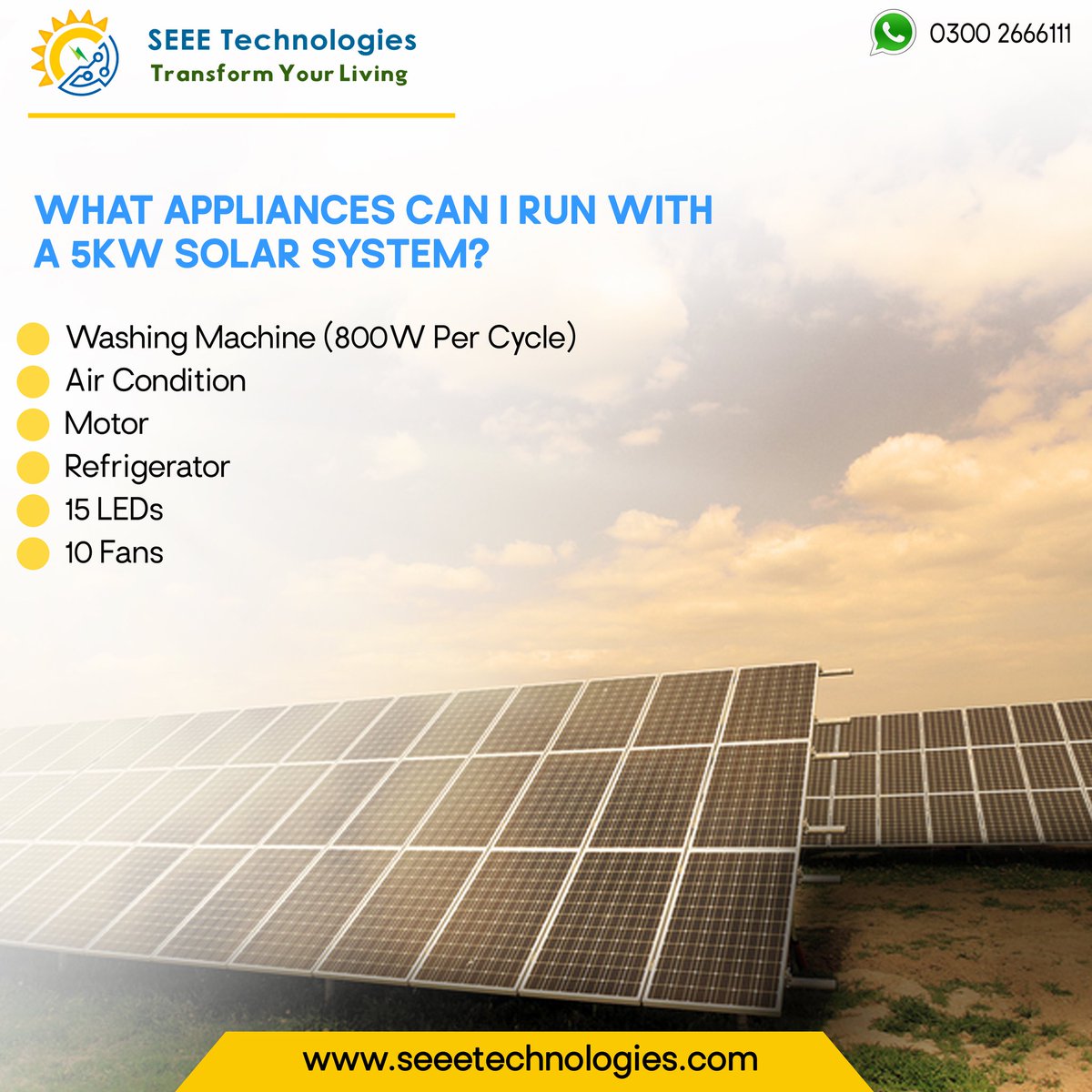 SEEETechnologi1's tweet photo. Go Solar and get things under control!
With Seee Technologies 5KW Solar System you can run almost every home appliance and Electrical Items.
#seeetechnologies #solarenergysystem #solarenergycompany #gosolar
Get free Quotation of 5KW now at:
0300 2666111 https://t.co/YmYXpQnNII