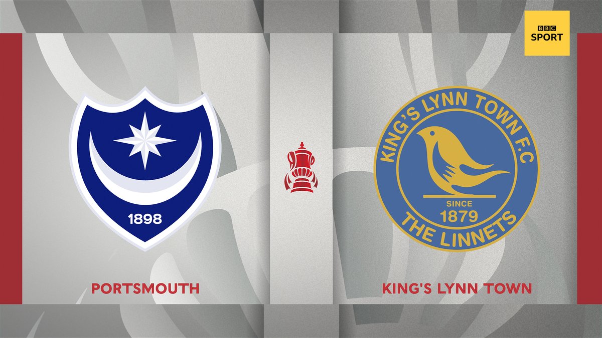 BBCMOTD's tweet photo. ⚽ @Pompey v @OfficialKLtown

🕠 Saturday 15:00 GMT

📲📺 @BBCiPlayer, Red Button &amp; online

#bbcfacup #bbcfootball https://t.co/HG7Kv4Srmf