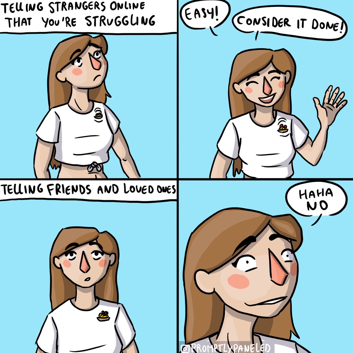 PromptlyPaneled's tweet photo. A #comic about admitting that you're #struggling! 

https://t.co/yC3x3aMU4e https://t.co/1VGKDgLbXJ