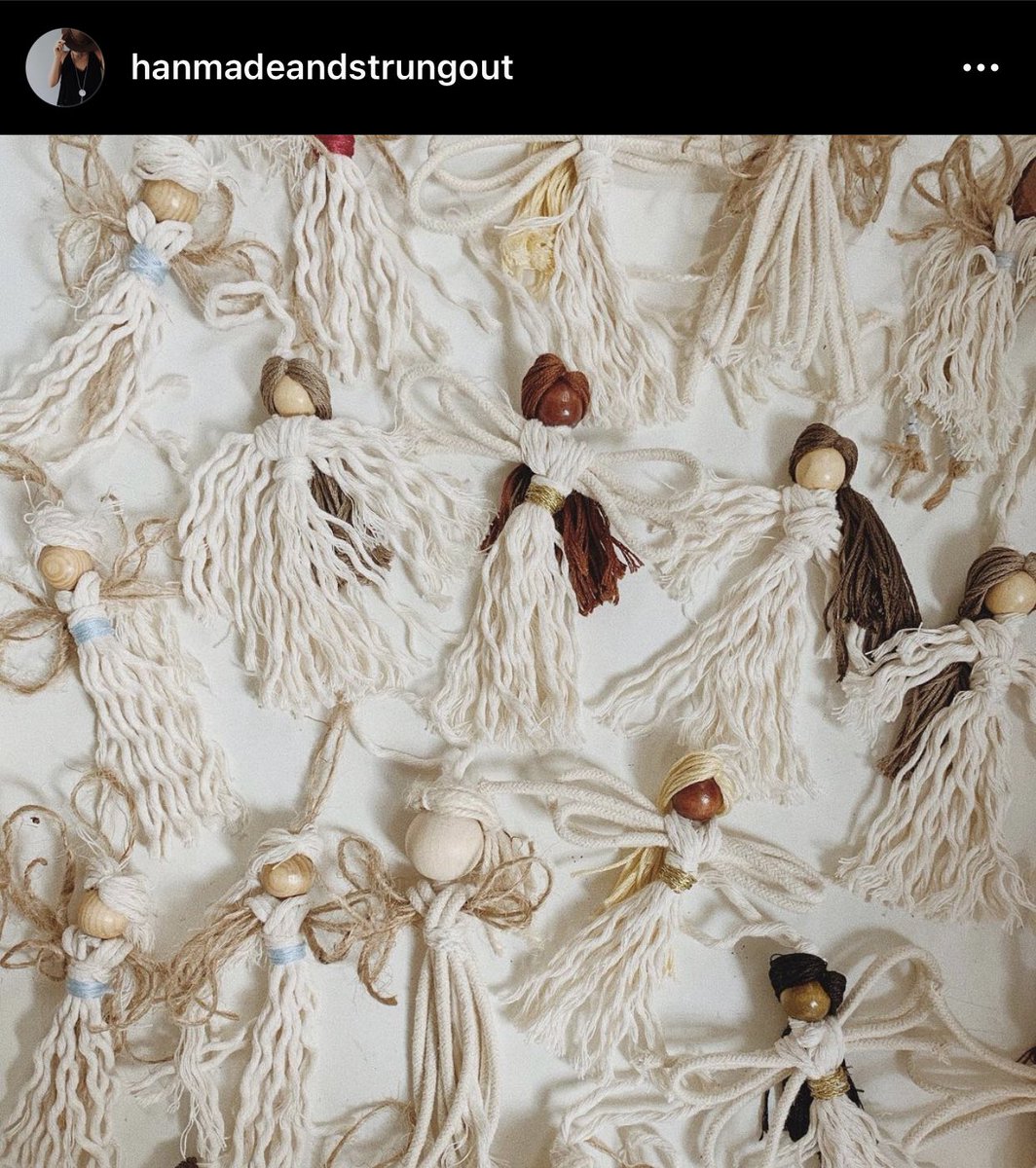hanmadeandstrungout makes really pretty earrings and these beautiful angel ornaments IG: @hanmadeandstrungout