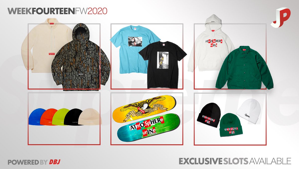 JPremeium's tweet photo. Week 14 of Supreme is coming out swinging with the introduction of a Polartec Hooded Sweatshirt with a superbly small box logo on it. 

Adding on, we also see an assortment of products as a result of a collaboration between Supreme and ANTIHERO. 

What’s on everyone’s hit list? https://t.co/wITSh1k2US