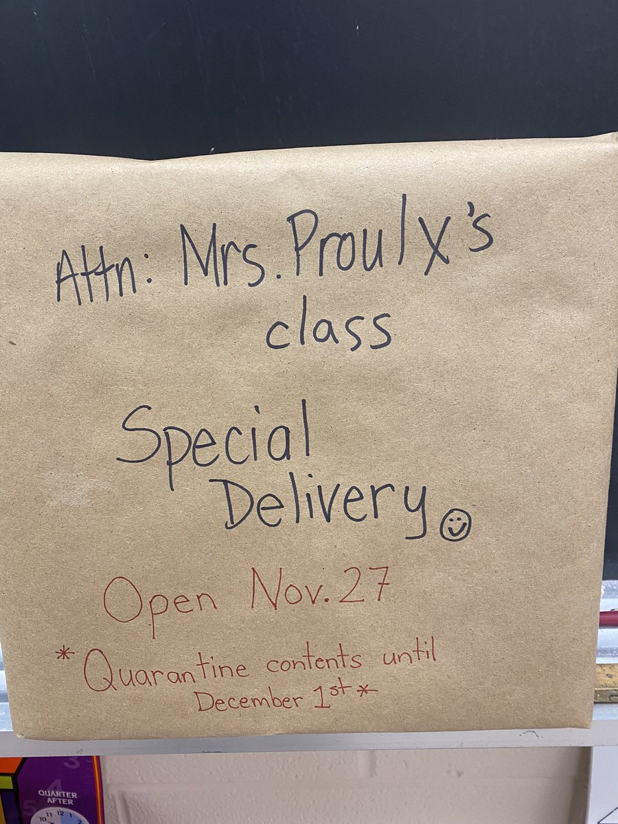 Mrs_Proulx_AVG's tweet photo. We had a special delivery today!  To top it off, Andrew taught the whole class how to draw an Elf on the Shelf!  Thanks Andrew!  Now to come up with a name.... https://t.co/vWhKFxgavD