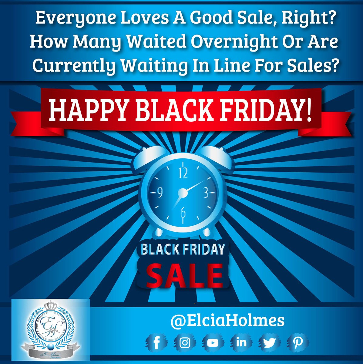 ElciaHolmes's tweet photo. Happy Black Friday!
#BlackFriday #HappyBlackFriday #BlackFridayDeals #debtfree #shopping #budgeting #shoptilyoudrop #wisespending #moneymanagement https://t.co/fBbHowX7aD
