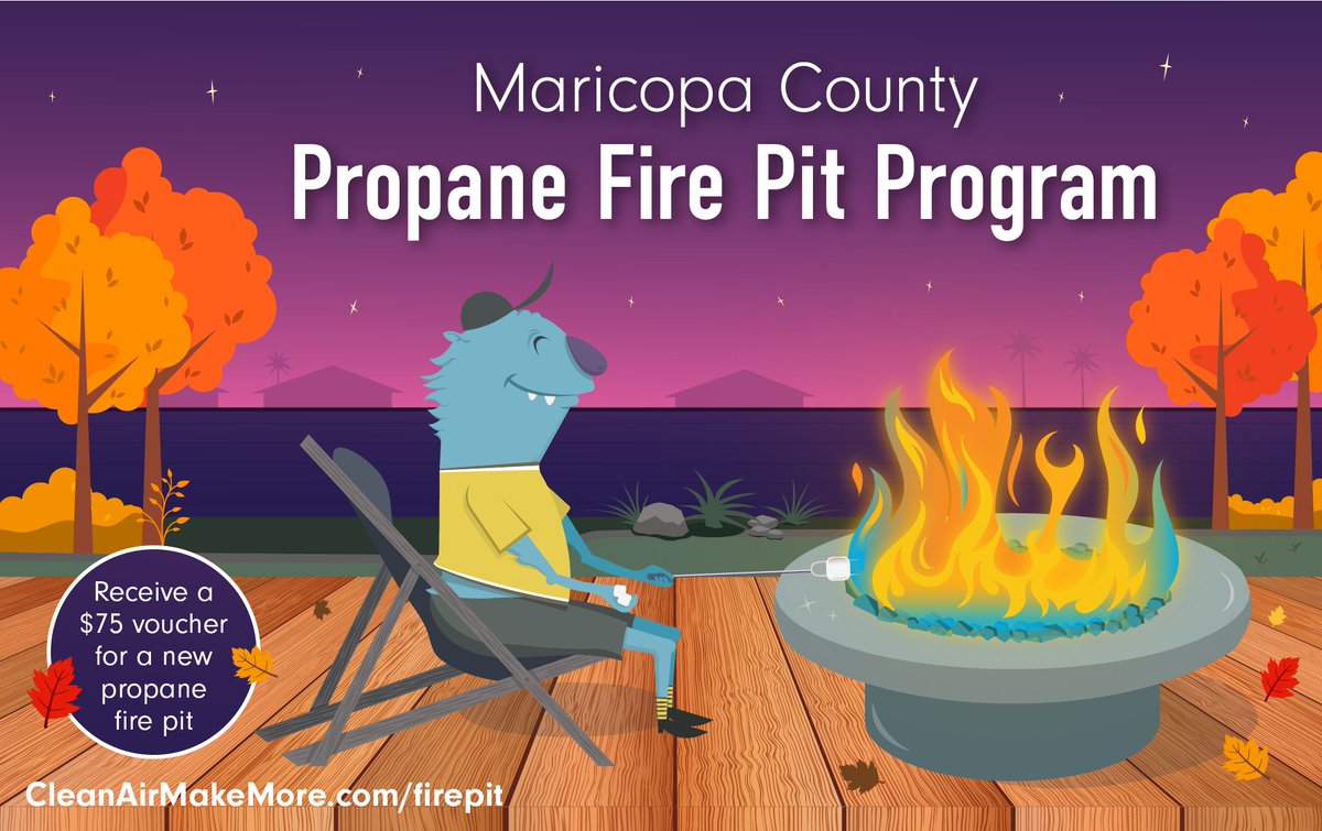 MaricopaAir's tweet photo. #TreatYourself this holiday with a new, cleaner burning alternative! Go to https://t.co/WpzmI9Cowz and learn how you can save $75 off a purchase of a new propane fire pit! #BlackFriday #BurnCleaner #Holidays https://t.co/pq50WLoXpr