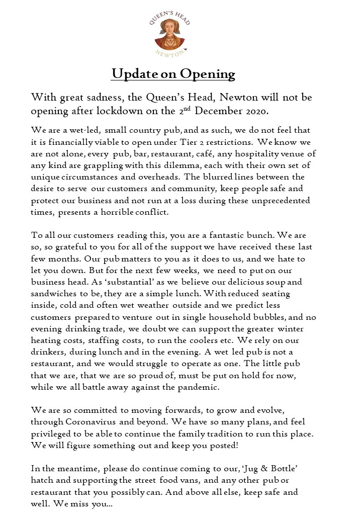 Queen's Head, Newton tweet media