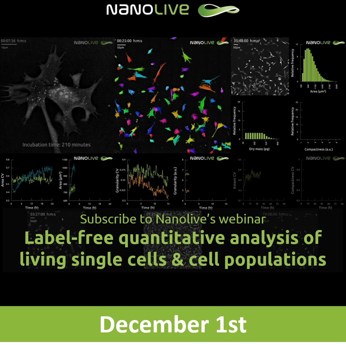 NanoLiveLtd's tweet photo. Last days to subscribe to our free #webinar "Label-free quantitative analysis of living cells &amp; cell populations".

Sign up here: https://t.co/dS7s62cbVG

#microscopy https://t.co/YS127ZfvD8