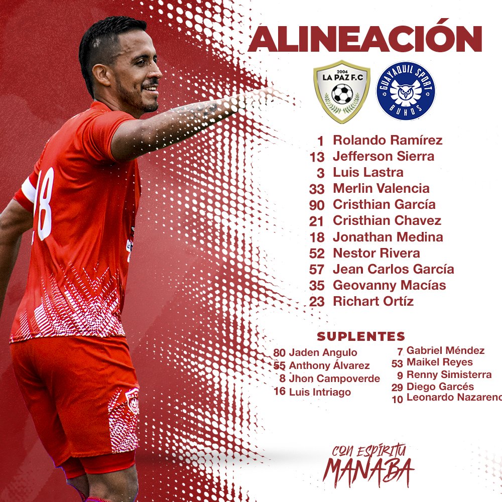 🗣️¡Alineación! 👥¡Este es el 1️⃣1️⃣ para enfrentar a Guayaquil Sport!

#ConEspírituManaba #AscensoNacional #RumboALaSerieB