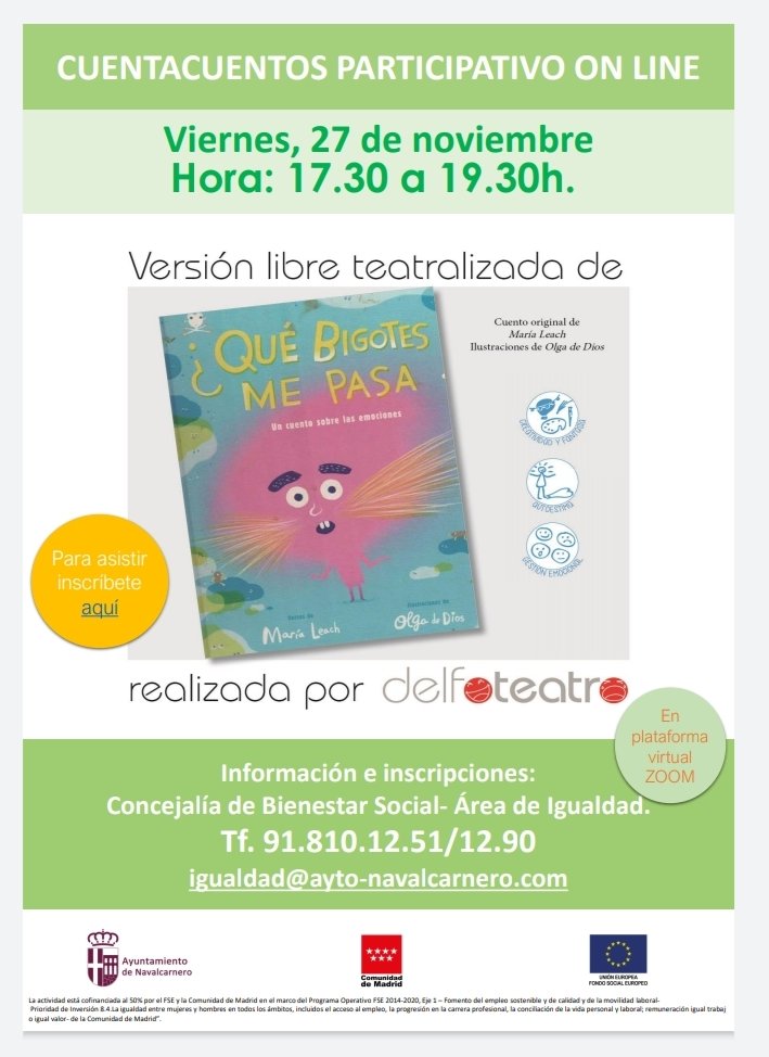 Estamos a punto de comenzar este cuento para el <a href="/ayto_naval/">Ayto de Navalcarnero</a> 
Toda una aventura donde poder hablar de nuestras emociones. Un cuento para entender que éstas no son ni buenas, ni malas: lo importante es identificarlas y saber gestionarlas.