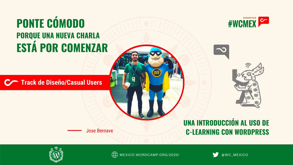 ¡Charla del día!

🎤 Speaker: Jose Bernave

✍🏻 Track de Diseño y Casual Users ✍🏻

💡 Charla: Una introducción al uso de C-Learning con WordPress.

¡Está por iniciar, no te la pierdas!