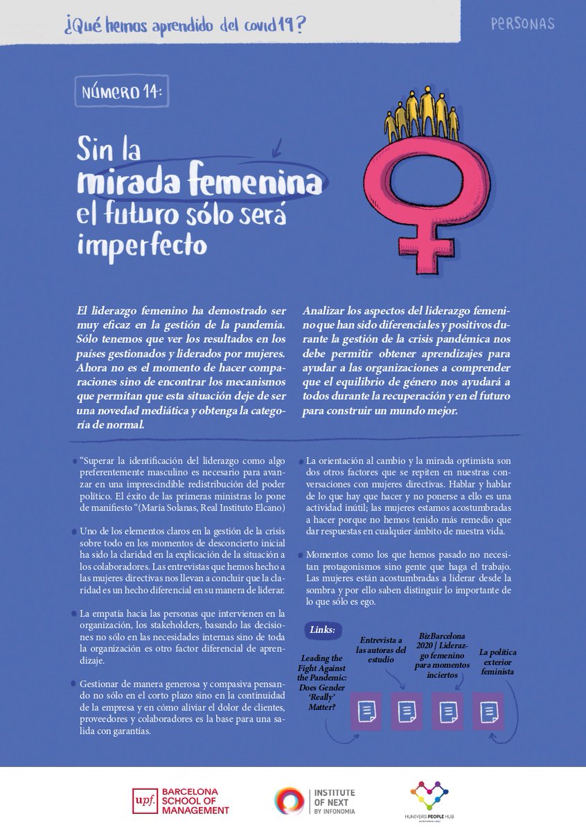 El liderazgo femenino ha sido esencial frente a la #Covid-19. Las organizaciones deben aprender que el equilibrio de género y la #igualdad es fundamental para crear un futuro mejor. Nueva píldora de <a href="/acornella/">alfons cornella</a> de <a href="/infonomia/">Instituteo of Next by Infonomia</a>, <a href="/oriolamat/">Oriol Amat</a> de <a href="/bsm_upf/">UPF-BSM</a> y #HUNIVERS 👇