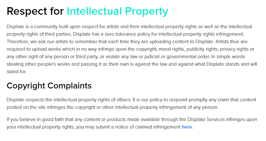 Notez au passage la longueur de leur page par rapport au copyright (11 lignes) https://displate.com/about-copyright 