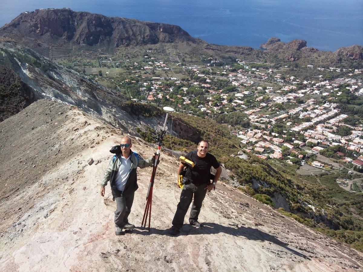INGVvulcani's tweet photo. At #Vulcano #island, another #hazard #deserves to be #watched and #studied, a #potential #landslide at La Forgia, just above the #village. By #geodetic #surveys we #measure, at least yearly, its #movements. #Volcanogeodesy https://t.co/fVTRLnKNdv