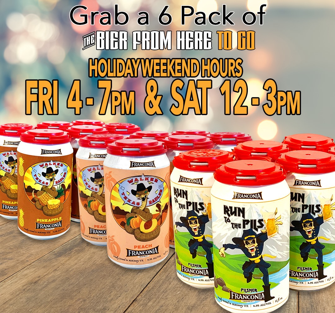 Stop by our Beer 2 Go Store 🍻🍻🍻 this weekend during our special holiday hours 👉 Fri 4 - 7pm 👉Sat from 12 - 3pm.

Read the post for all available beers to go @franconiabrewing instagram.com/p/CIGbQReLqkD/…