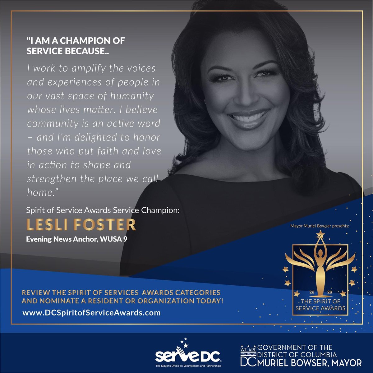 Do you know a rockstar in volunteerism, civic engagement or philanthropy, who's committed to doing good in our communities, like our <a href="/ServeDC/">ServeDC</a> Spirit of Service Champions?
If so, NOMINATE THEM TODAY at dcspiritofsericeawards.com.  
#DCSpiritofServiceAwards #DoGoodDC