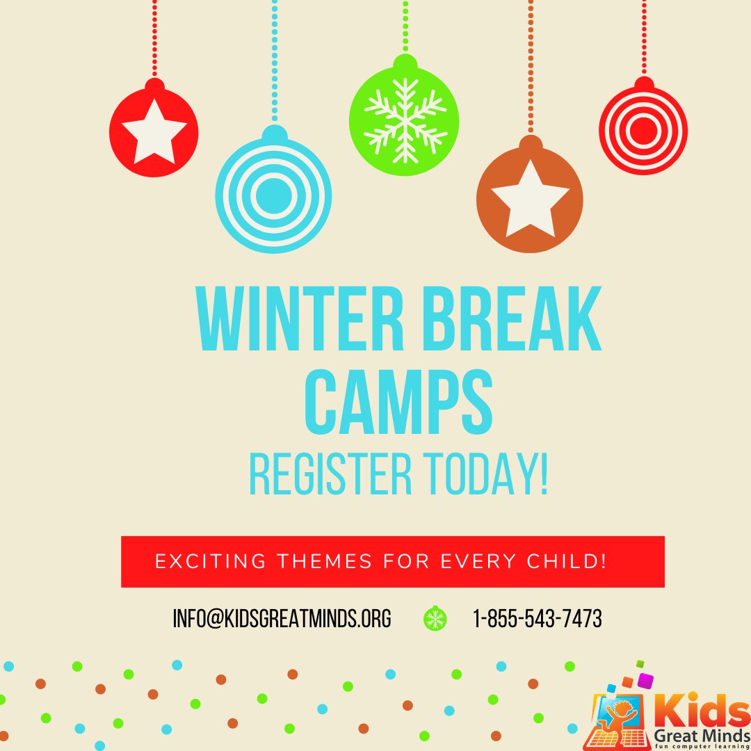 KidsGreatMinds's tweet photo. More info inc reg can be found:
https://t.co/178aeMdgae
Any questions email info@kidsgreatminds.org
#funcomputerlearning #winterbreakcamp #STEM #STEMeducation #tech #techcamp #coding #animation #gamedesign https://t.co/6W36bPgxQm