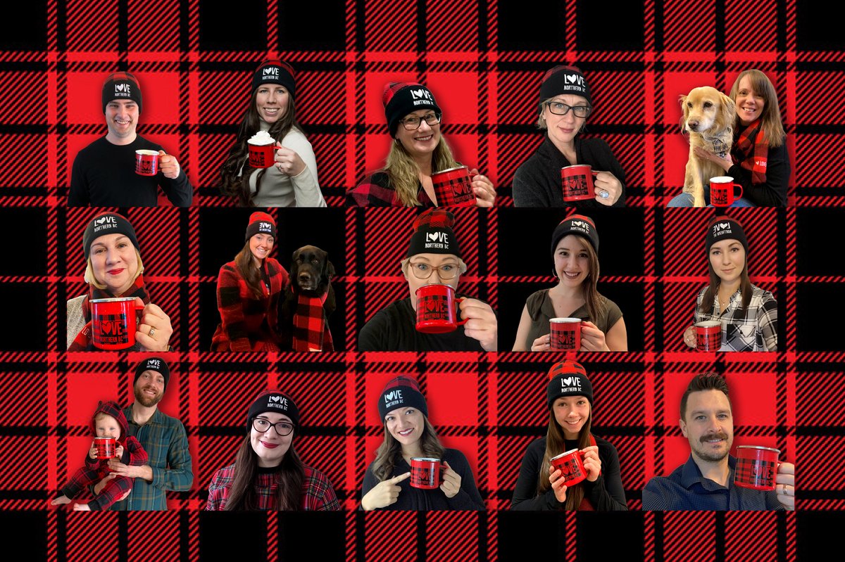 NorthernDevelop's tweet photo. #LNBCPlaidFriday is here and so is our annual Plaid Friday staff photo! 🎉
As you support local businesses in #NorthernBC today, you can enter for a chance to win a plaid prize pack - mug, toque + mittens.
Contest details on @LoveNorthernBC: https://t.co/DJXM6rymUS
#shoplocal https://t.co/4mKPobtxaj