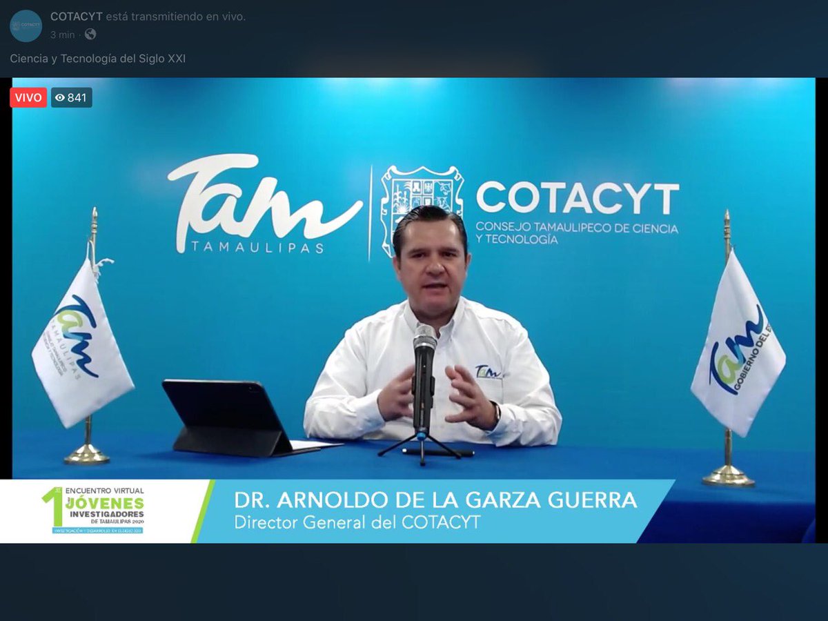COTACYT's tweet photo. Inician los trabajos del 1er. Encuentro Virtual para Jóvenes Investigadores 2020. Sigue la transmisión en vivo: https://t.co/5TNL0SsQ5r @gobtam @EDUCATAM @Rednacecyt @GmzMonroyMario @ArnoldodelaGarz @AlonsoHuerta #1EJITamVirtual #EncuentroTam #CTITam https://t.co/Fdk1vjusnj