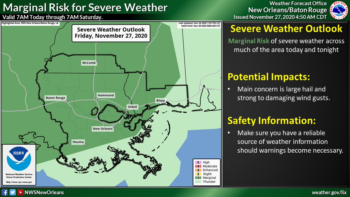 ⚠️ In addition to locally heavy rain there is also a low end risk for severe weather today & Sunday. Main concern today is damaging wind gusts 🌬 & large hail 🧊. If severe weather occurs Sunday all modes will be possible; damaging wind gusts, large hail, & isolated tornadoes 🌪 https://t.co/IwYNBl0hGO