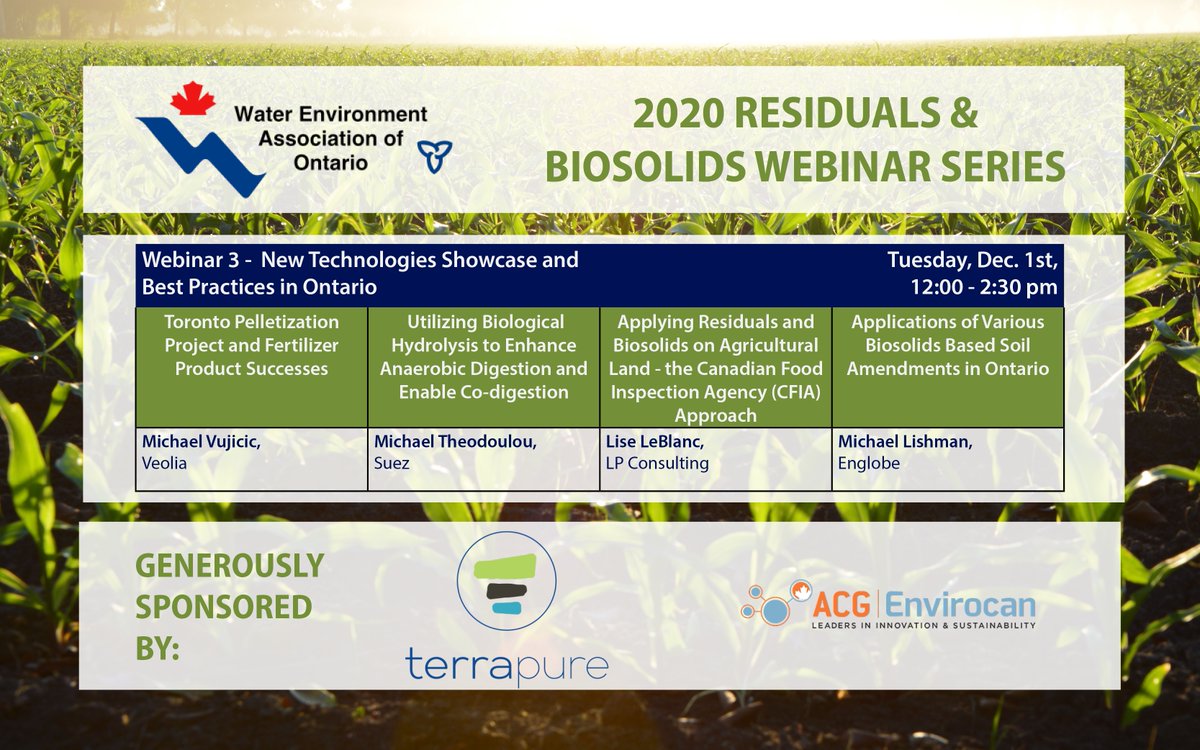Our Residuals and Biosolids webinar series wraps up next week! 

Register for the last webinar this weekend at weao.org