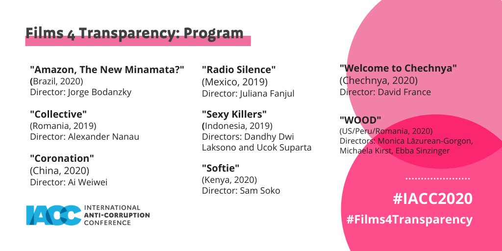 Program for the Films 4 Transparency film festival All information is available in the linked site.