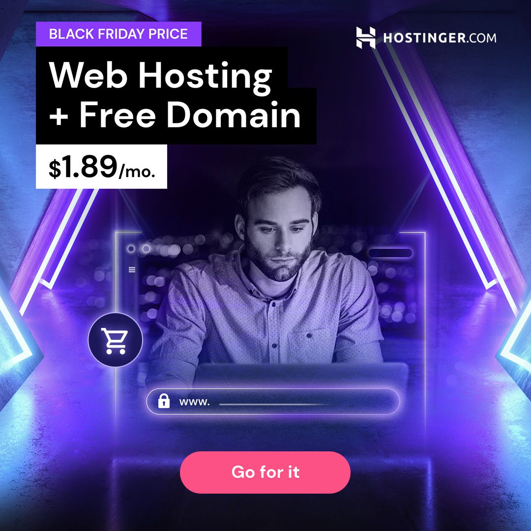 CouponUpdater's tweet photo. #Hostinger India Once a Year #BlackFriday Price
BIG Black Friday Sale - 70% OFF on Web #Hosting + Extra Exclusive 10% OFF + Free Domain 
Grab now- https://t.co/eRHzj2OWGS https://t.co/k5r5F4sGsO