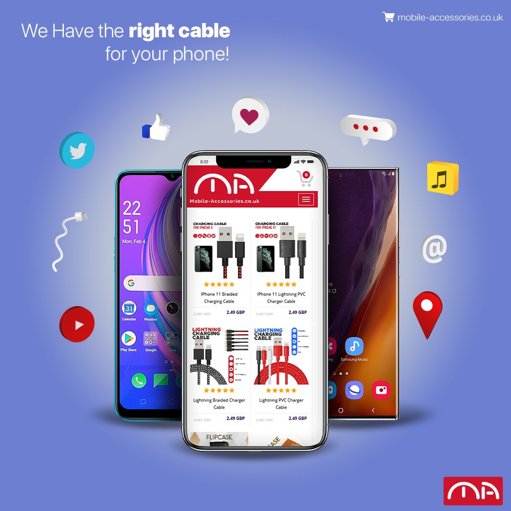 UkMobileAccess's tweet photo. We've the right cable for your smartphone!
🛒 Shop now to get the most durable charging cables &amp; avail a FREE* cable offer >>>

#PremiumChargingCable #LightningCable #TypeC #MicroUSB #iPhone12 #iPhone11 #Huawei #HuaweiP40Pro #Samsung #Galaxy #SamsungNote20 #Oppo #FreeDelivery https://t.co/PCw2ru1vTl