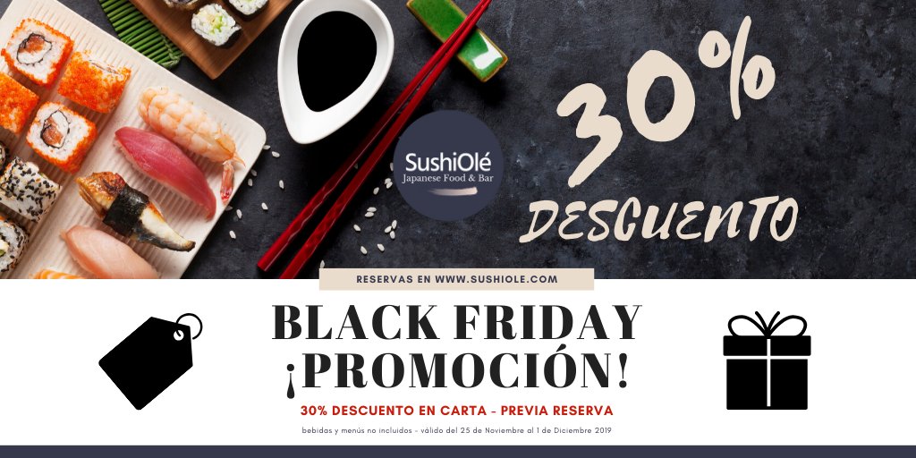 SUSHIOLE's tweet photo. Promo Black Friday SushiOlé 🎉🍣😃 - https://t.co/zw4z2W1NsT https://t.co/KmnWSzWTtf