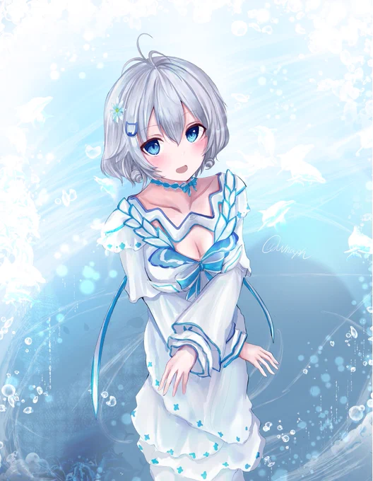 #SiroArt

「シロちゃん前世は猫かと思ったけど
イルカでしたね」 