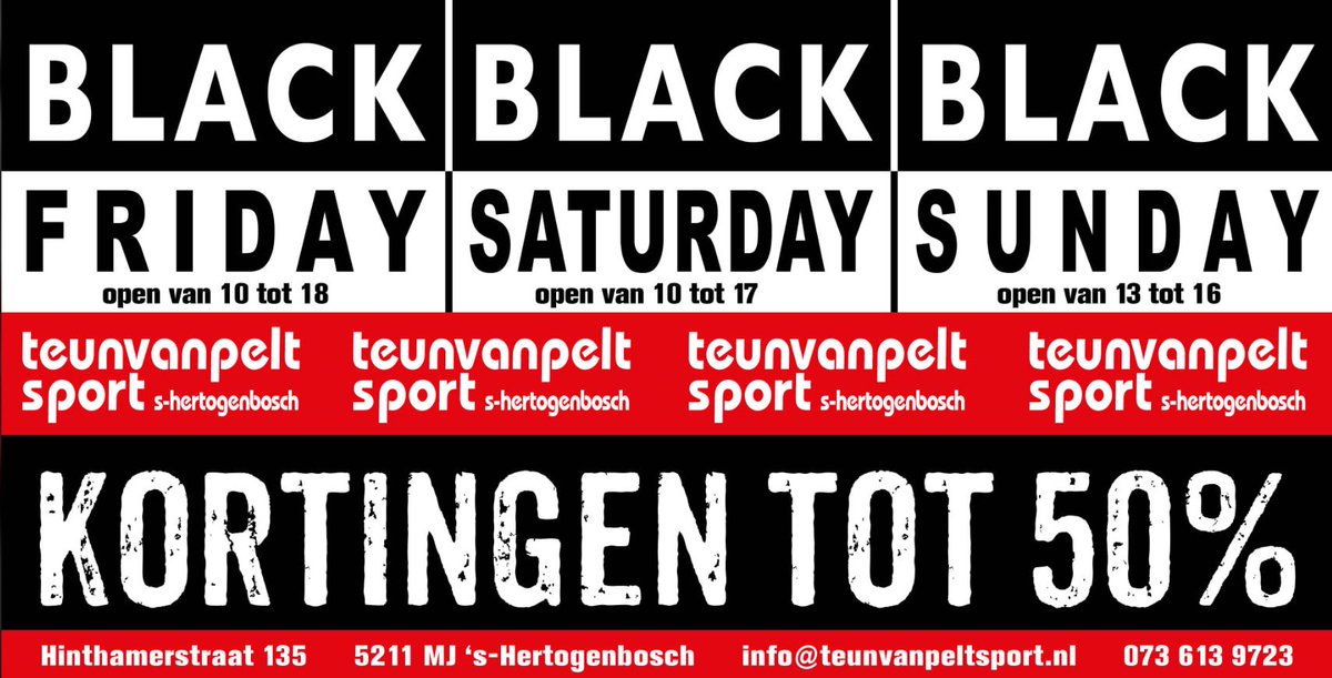 Het gehele weekend hebben we diverse artikelen in de aanbieding. Dus kom langs in de Hinthamerstraat voor voordeel met een professioneel advies. #blackweekend #hockey #tennis #weesloyaalkooplokaal #sale
https://t.co/QGb1MQ4tVi https://t.co/hf5eYT19N5