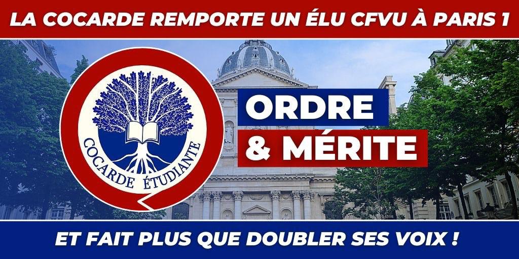 David_Del_Mon's tweet photo. Merci à tous les étudiants de @SorbonneParis1 qui m'ont permis par leur vote d'être élu et de représenter La @CocardeEtud à la CFVU ! Je défendrai le mérite, l'ordre, l'excellence de notre université, et combattrai les délires gauchistes qui la gangrènent ! https://t.co/y1FTicoGMZ