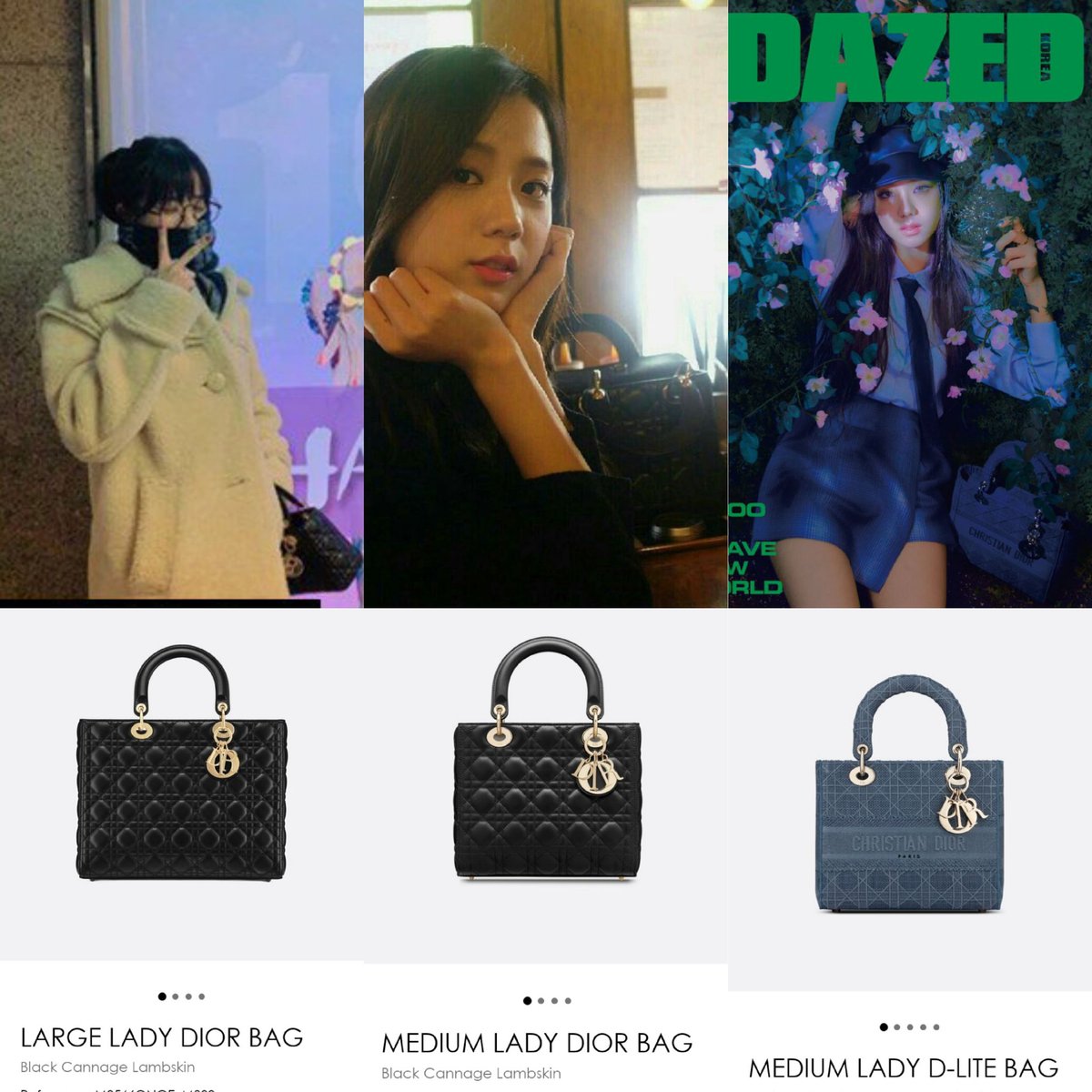 JisooBrasil's tweet photo. 💬 Coleção de bolsas da @Dior de Jisoo 👜💙
#LadyDior (#LadyDLite, #ABCDior, Dior Large Lady)
As três primeiras bolsas, são as três bolsas "Lady" mais novas da Dior.
Qual é a sua favorita?
cr. diomusekjs
#BLACKPINK #블랙핑크 #JISOO #지수 @BLACKPINK https://t.co/da2ZKsEdCL