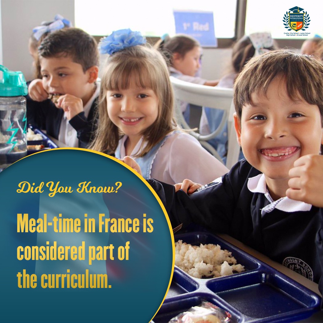dexterityschool's tweet photo. Hey there! 
It's Fun Friday🥰

DID YOU KNOW?
Meal-time in France is considered part of the curriculum.

#funfact #funfriday #learning #education #France #schools #dexterityschools https://t.co/UyUIAS54ej