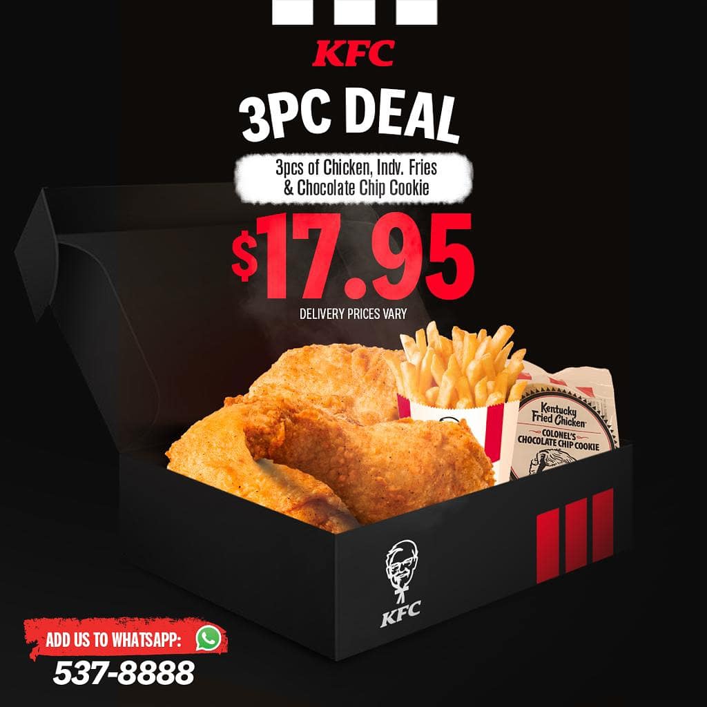 sizz9's tweet photo. Our biggest 1 day sale event of the year starts NOW! Swipe to see our amazing deals!
.
Order online via Whatsapp- 537-8888
.
#BlackFridayDeals #GreatValue #WhatsappOrdering #FastAndConvenient #OrderNOW #OrderMyKFC https://t.co/ys5UiWJIt7